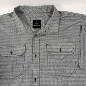 Prana Buttondown Shirt Gray Mens XXL Performance Outdoor Hiking Safari